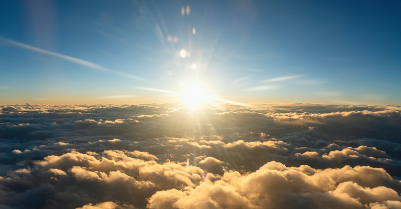 bright sky with clouds and sun burst to illustrate seventh-day adventist heavenly sanctuary