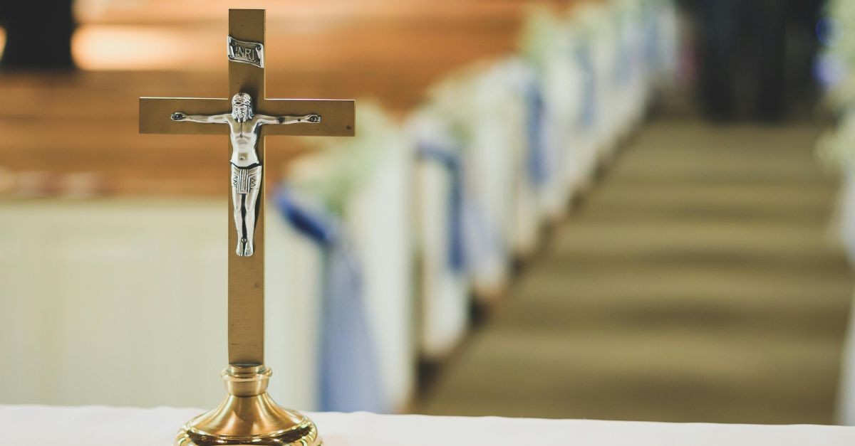 Crucifix with Jesus on it in a church.